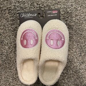Pink Smiley Face Slippers- new